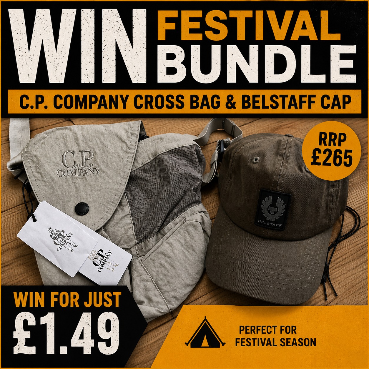 Festival Summer Bundle: C.P Company Bag + Belstaff Cap