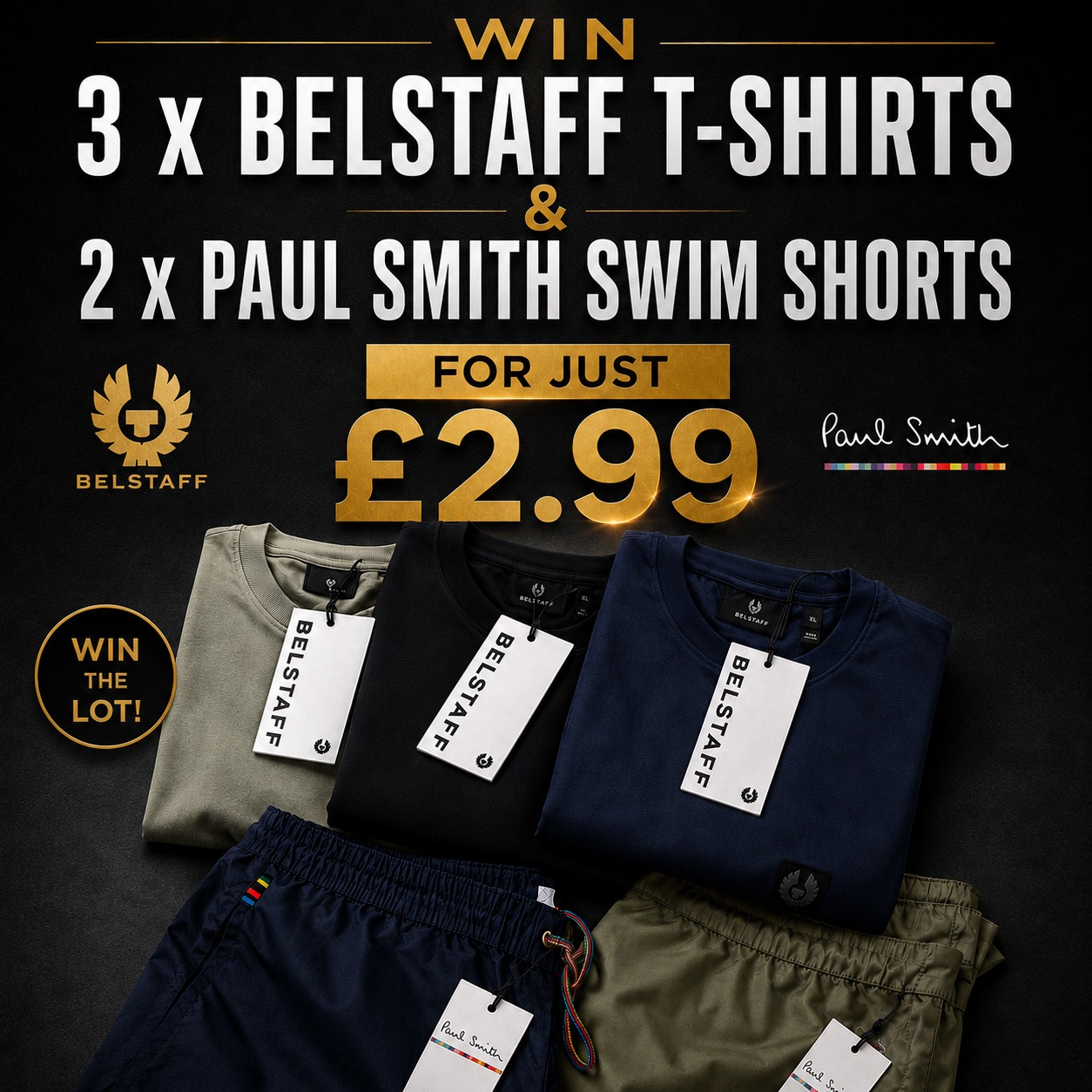 Holiday Bundle - 3 x Belstaff T-Shirts + 2 x Paul Smith Swim Shorts