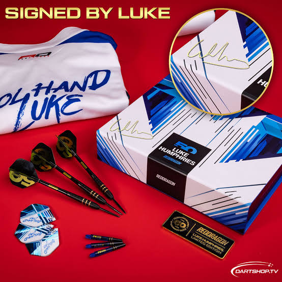 HAND SIGNED LUKE HUMPHRIES 50 YEAR LIMITED EDITION DARTS