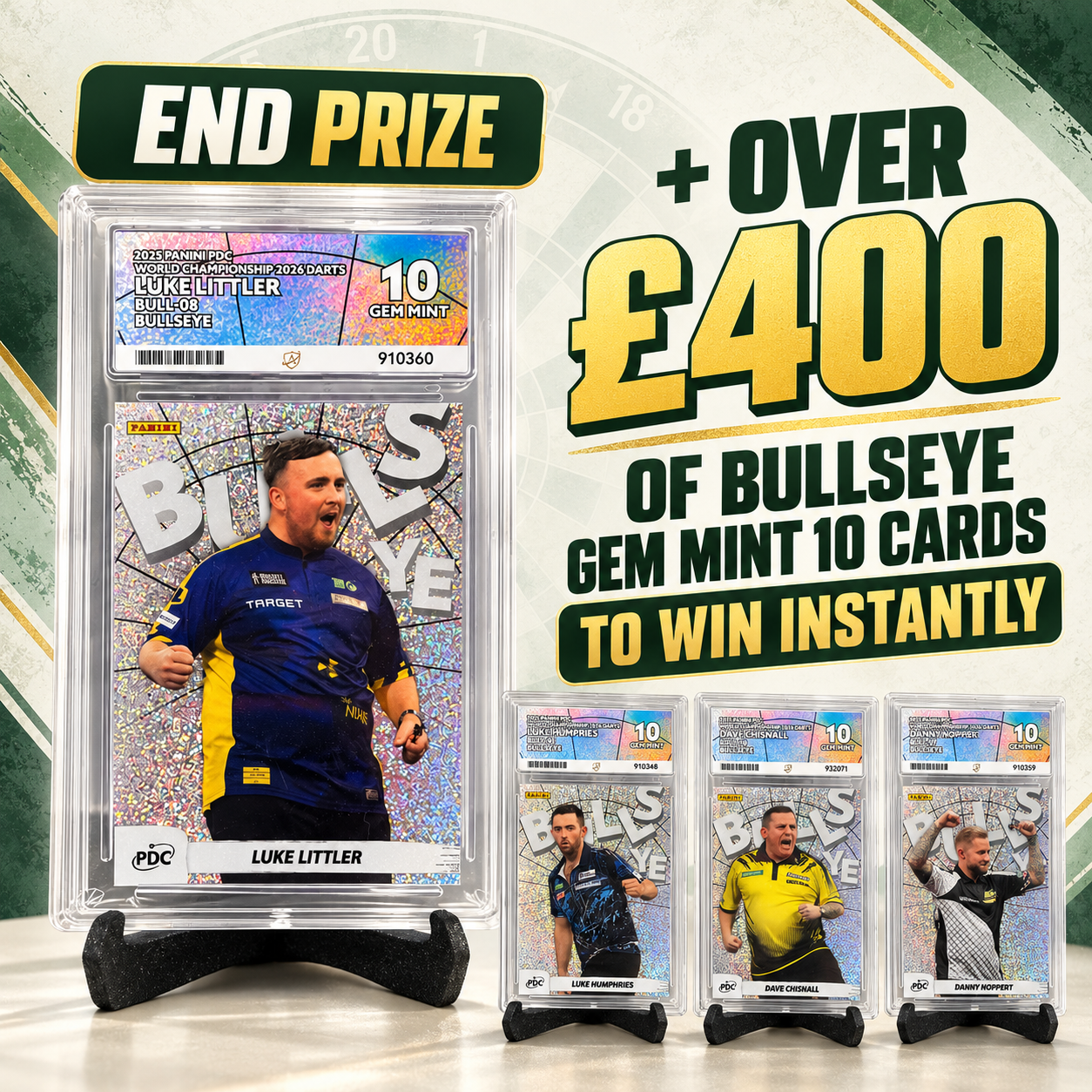🎯 BULLSEYE PENNY HUNT · GEM MINT 10 CARDS · JUST 1p! + LITTLER END PRIZE