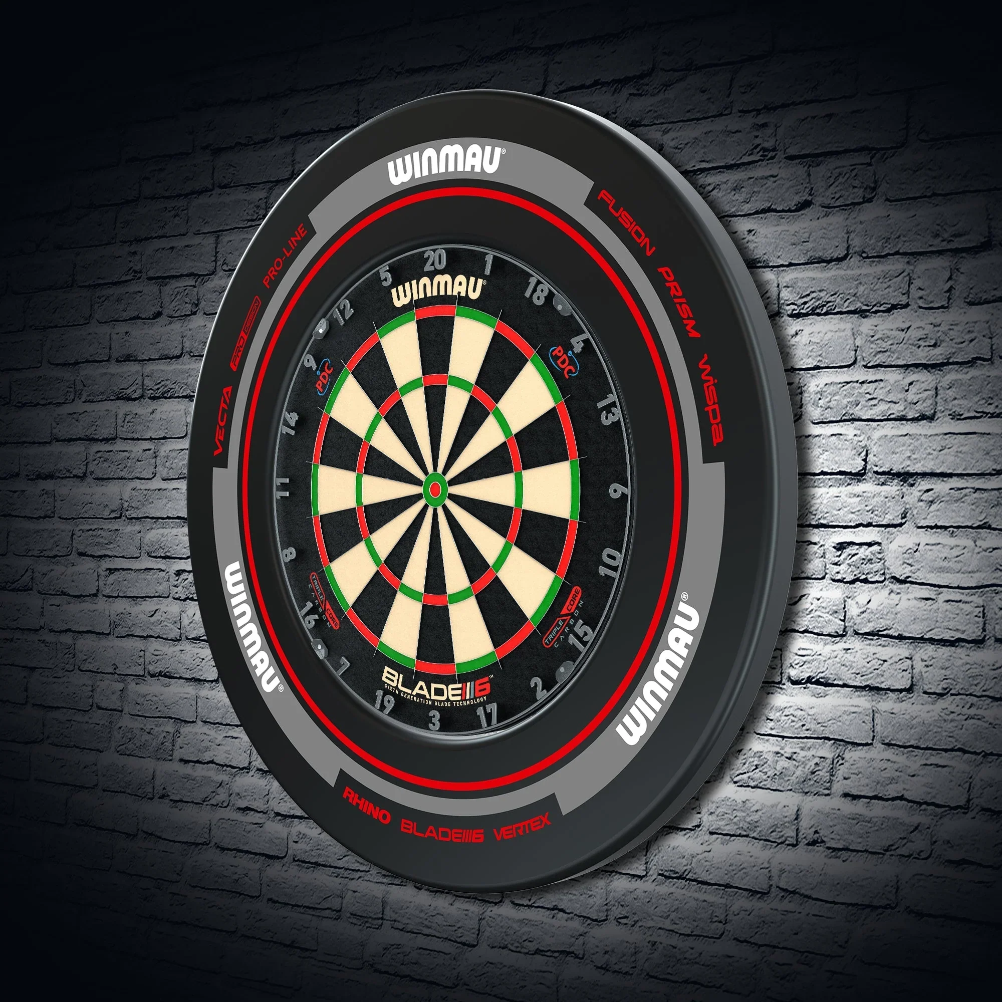 WINMAU ADVANCE BLACK AND RED DARTBOARD SURROUND · JUST 1p!