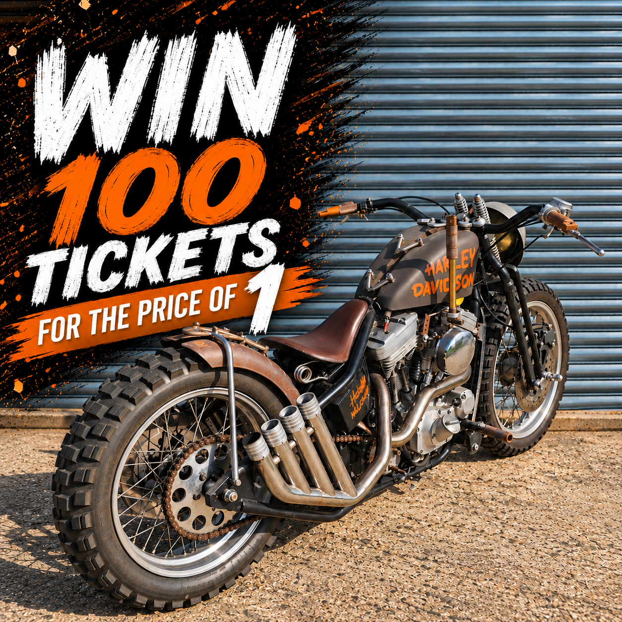 WIN - 100 Entries to win the Custom Harley XL1200 Bobber
