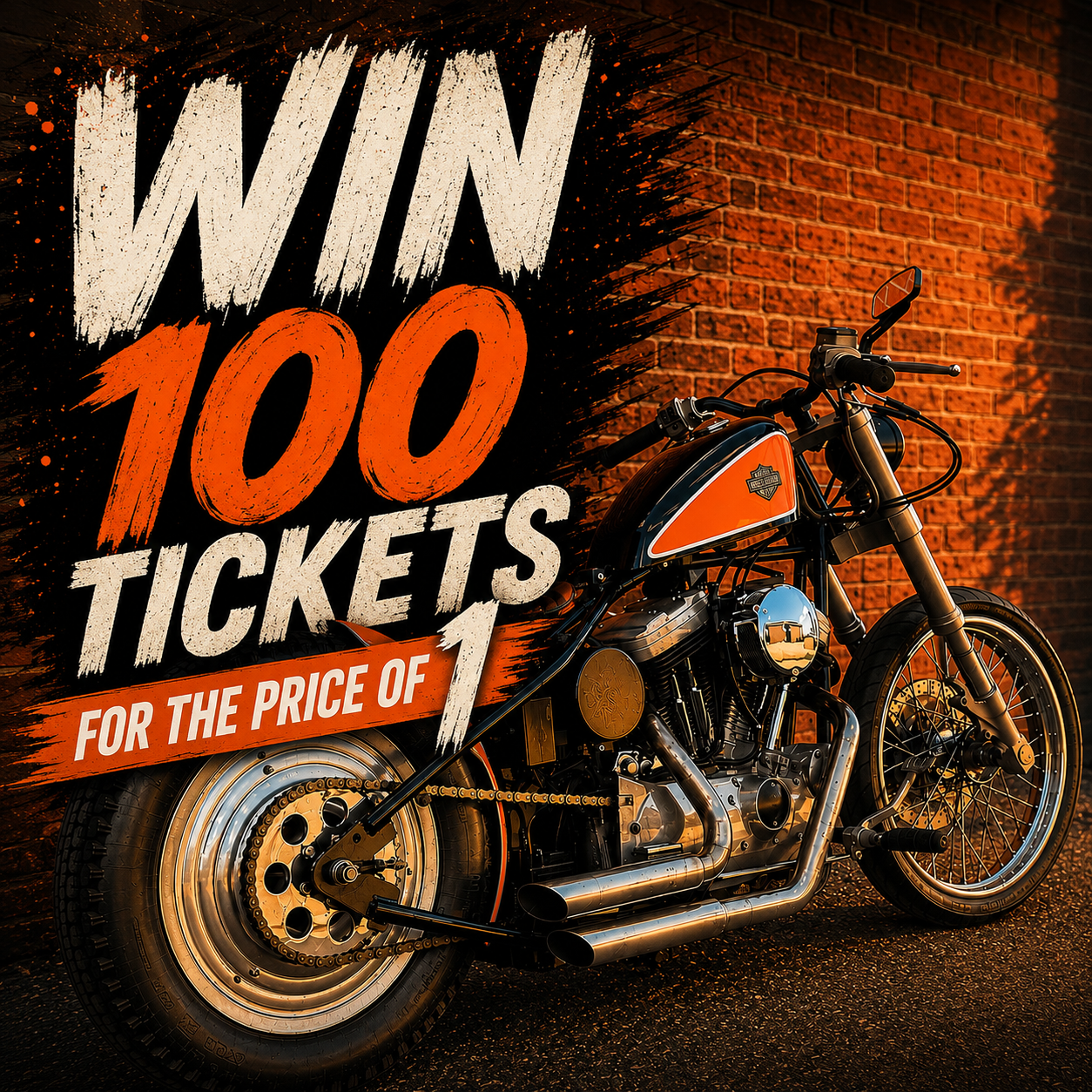WIN - 100 Entries to WIN the Harley Davidson Custom 1200cc Bobber