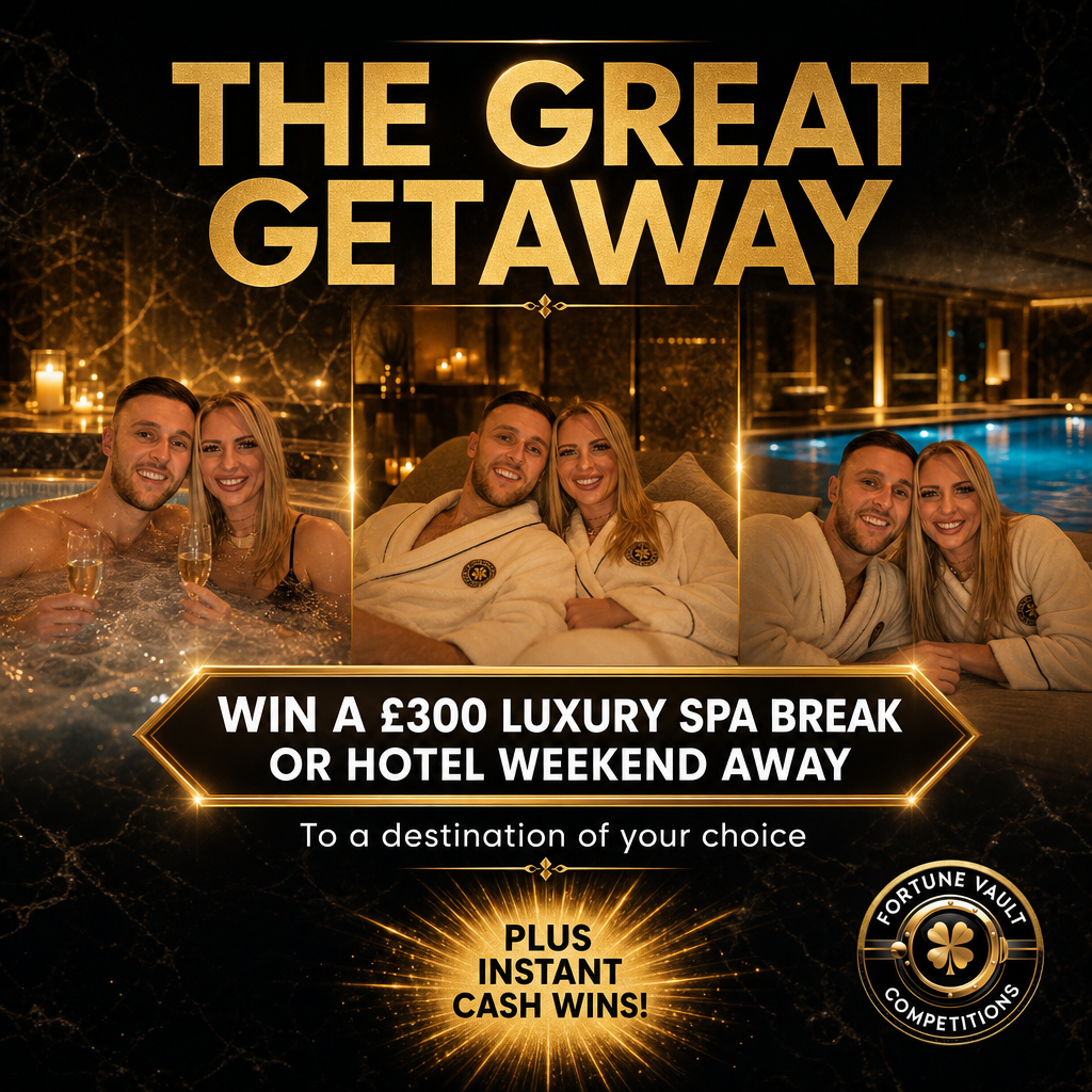 £300 SPA PACKAGE OR HOTEL BREAK OF YOUR CHOICE PLUS INSTANT WINS FOR JUST 99P