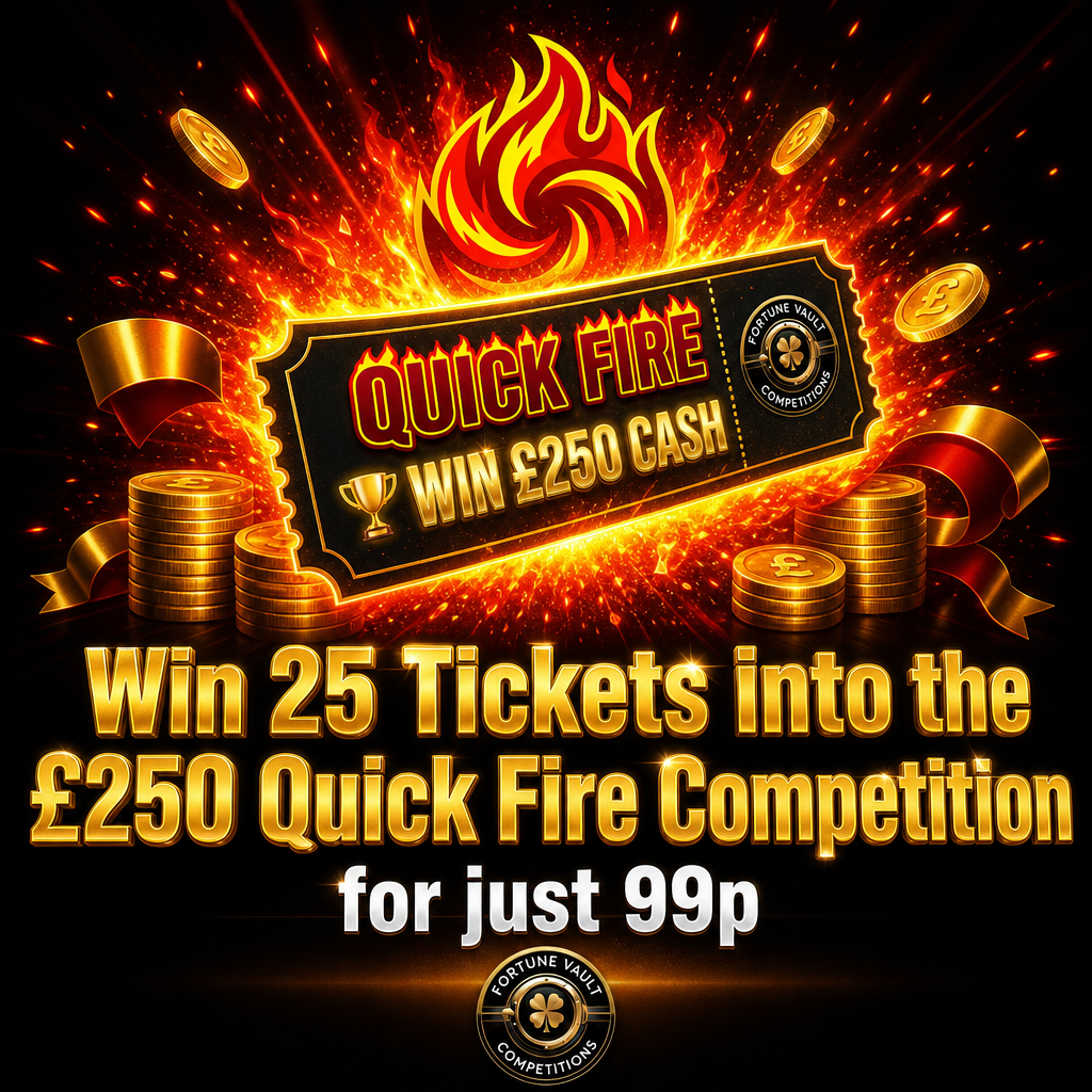 🔥 Win 25 Entries into the £250 Quick Fire Competition Ending Sunday! 🔥