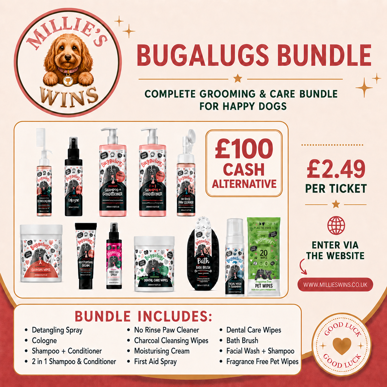 Win a Bugalugs Dog Grooming & Care Bundle - Update* £100 Cash Alternative