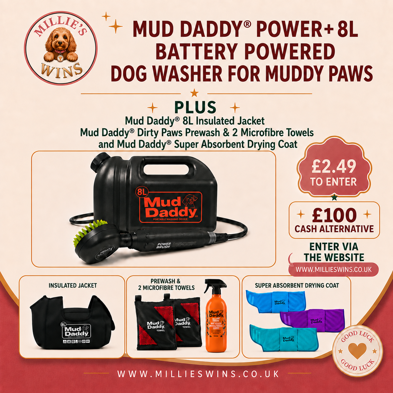 Win the Mud Daddy® POWER+ Ultimate Muddy Paws Bundle - Update* £100 Cash Alternative.