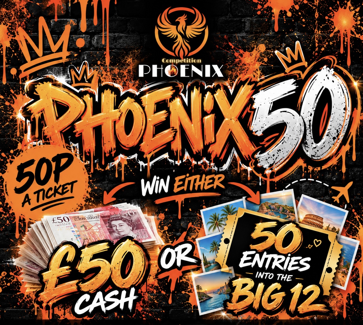 🐦‍🔥Phoenix 50 choose cash or entries 🐦‍🔥