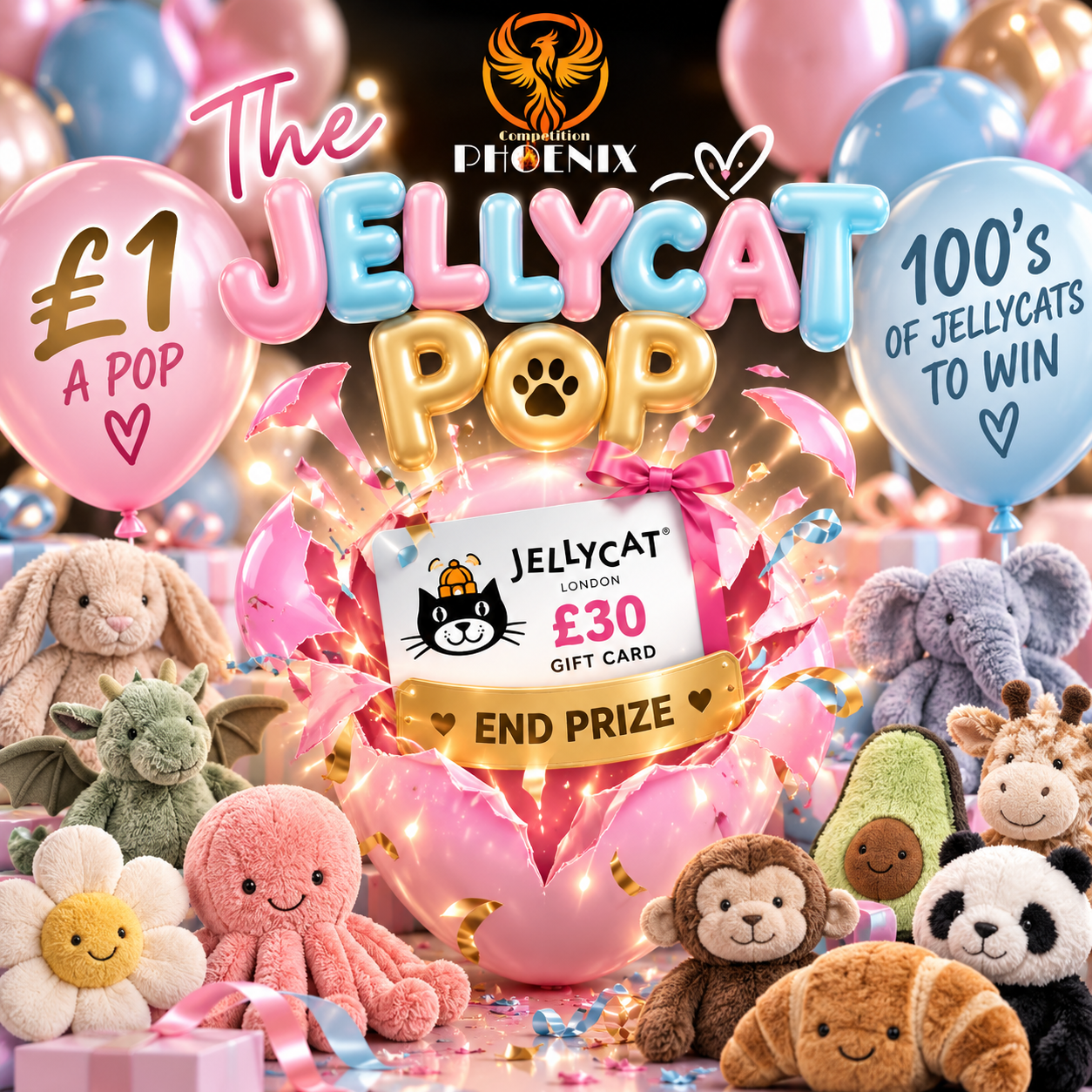 🎈The Instant win Jellycat Pop 🎈 End prize £30 Jellycat giftcard 💗