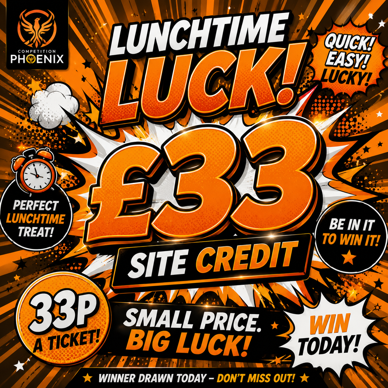🐦‍🔥 Lunchtime site credit - win £33 🎫