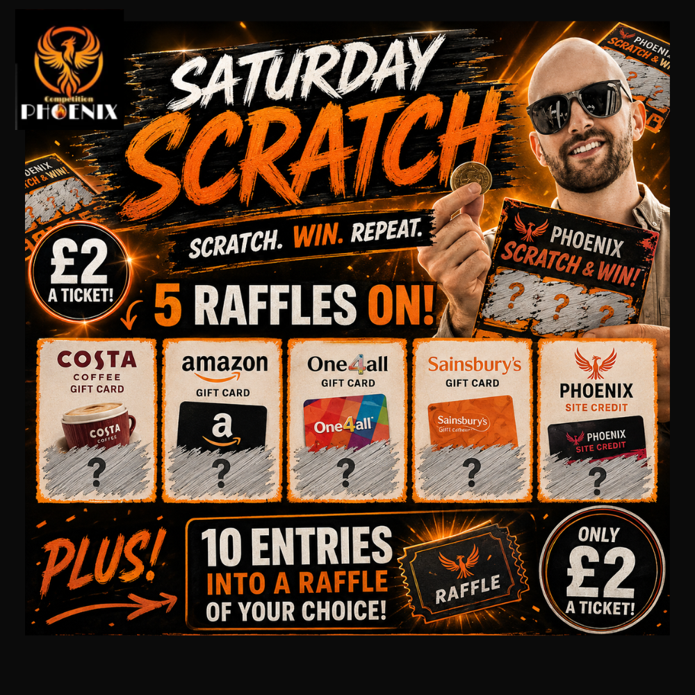 🐦‍🔥 Instant Saturday Scratch with end prize of 10 entries into your choice of raffle 🎫