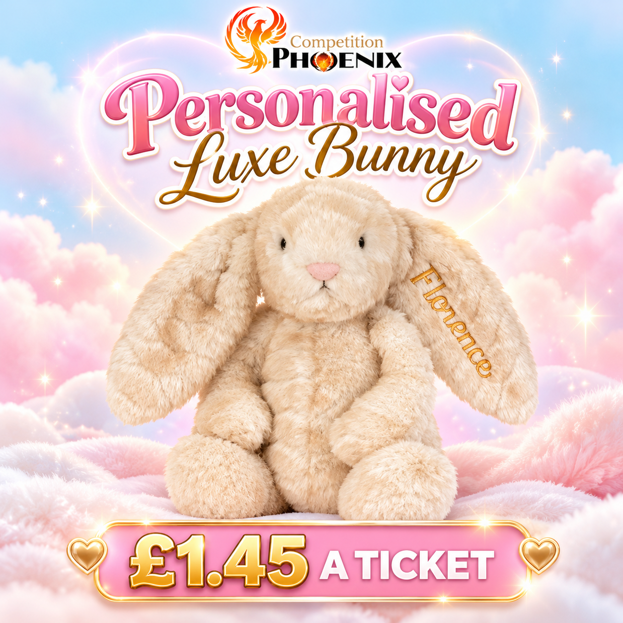 🤍 Personalised Luxe Bunny Jellycat 🩷