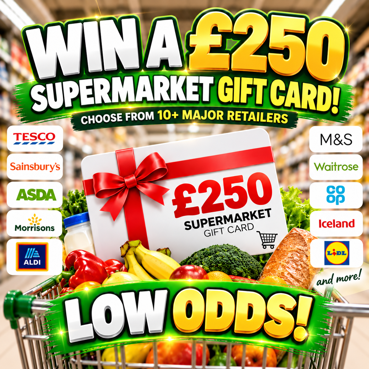 LOW ODDS | WIN A £250 SUPERMARKET VOUCHER 🦍