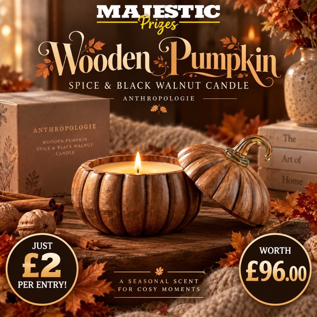 Win an Anthropologie Wooden Pumpkin Spice & Black Walnut Candle – Worth £96!