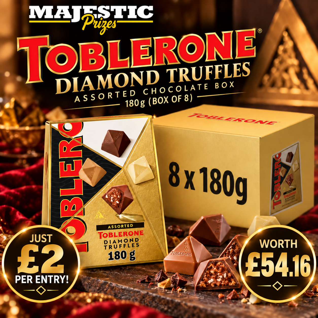 8 Boxes of Toblerone Assorted Diamond Truffles – 1.44kg of Chocolate!