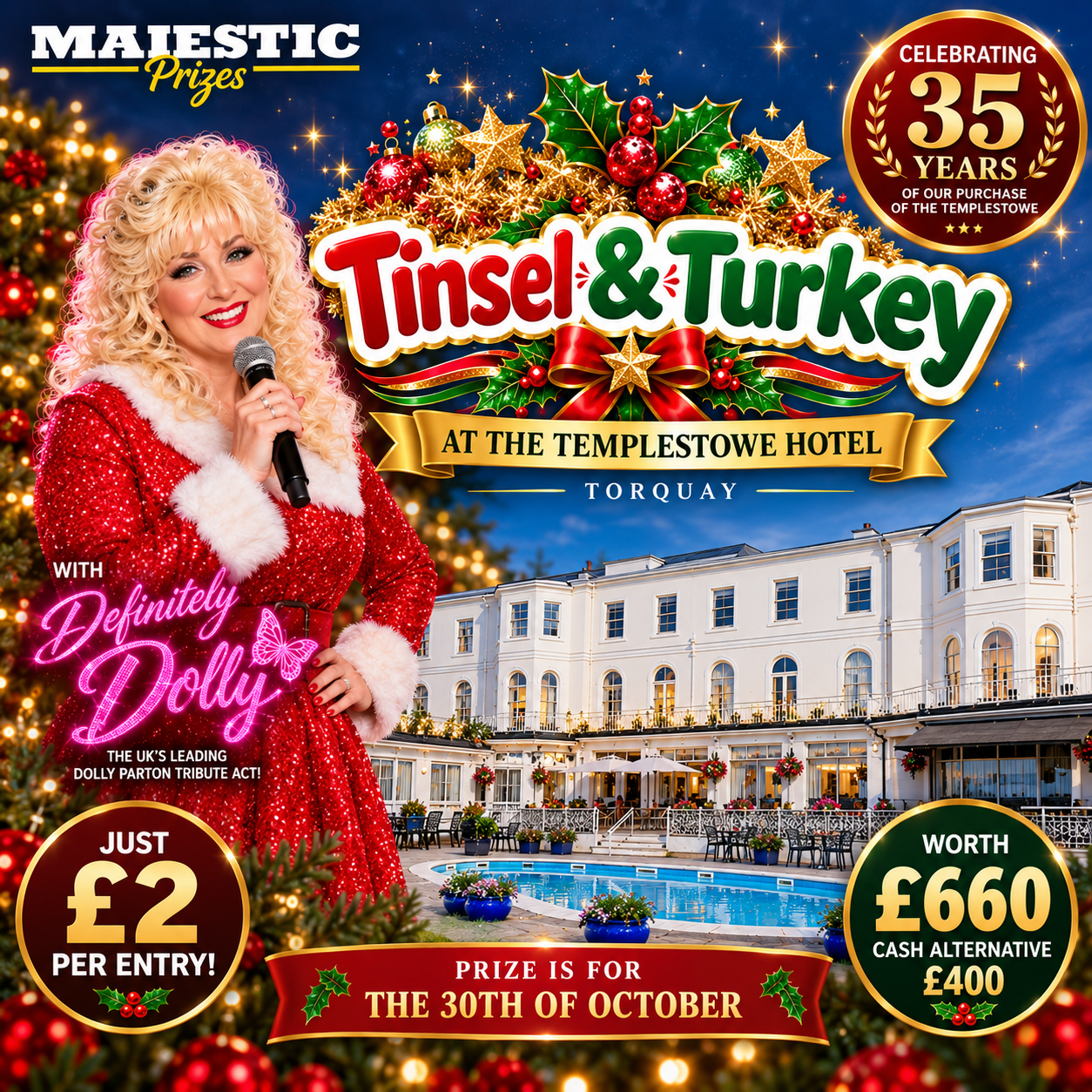 Win a 4-Day Tinsel & Turkey Celebration Break for Two at the Templestowe Hotel – Worth £660 OR Take £400 Cash!