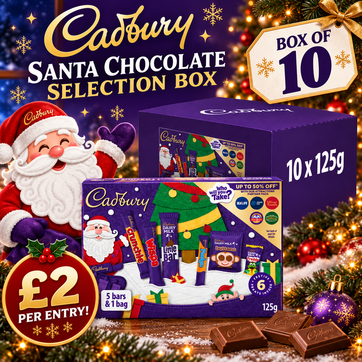 Win 10 Cadbury Santa Chocolate Selection Boxes