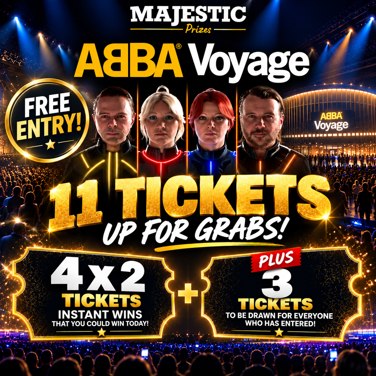 FREE ENTRY! Win ABBA Voyage Tickets for Two – 11 Tickets Up for Grabs! 🎶✨
