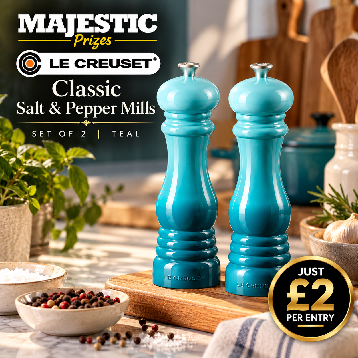 Win a Le Creuset Classic Salt & Pepper Mills Set in Teal Worth £69! 🧂💙