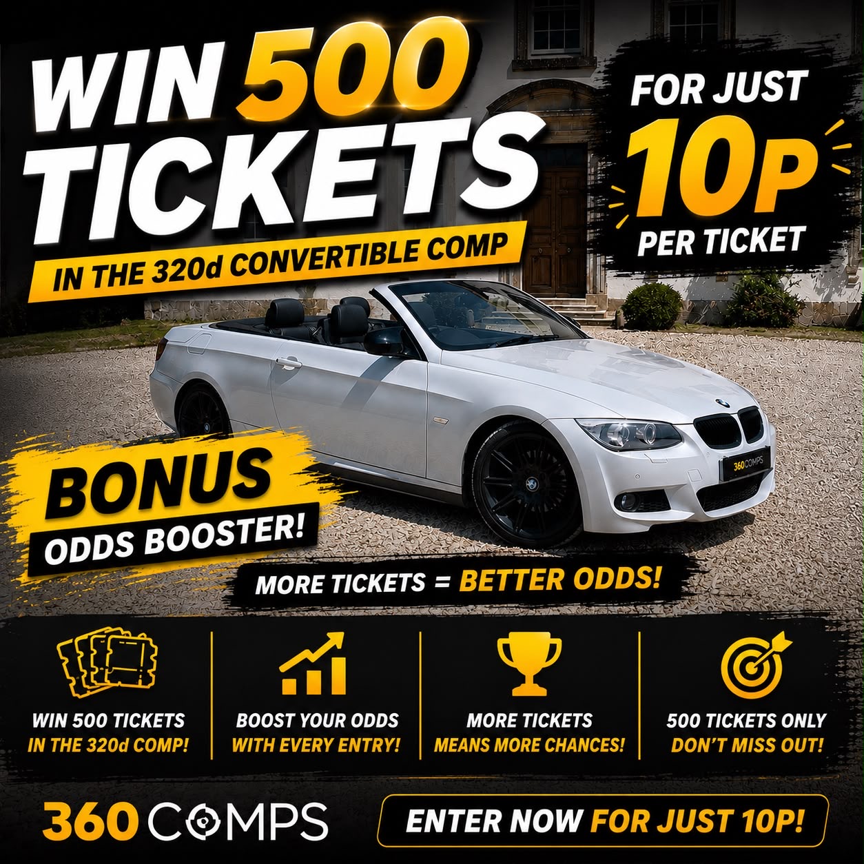 BMW 320d ODDS BOOSTER! YOUR CHANCE TO WIN 500 Tickets 🏁 🏆