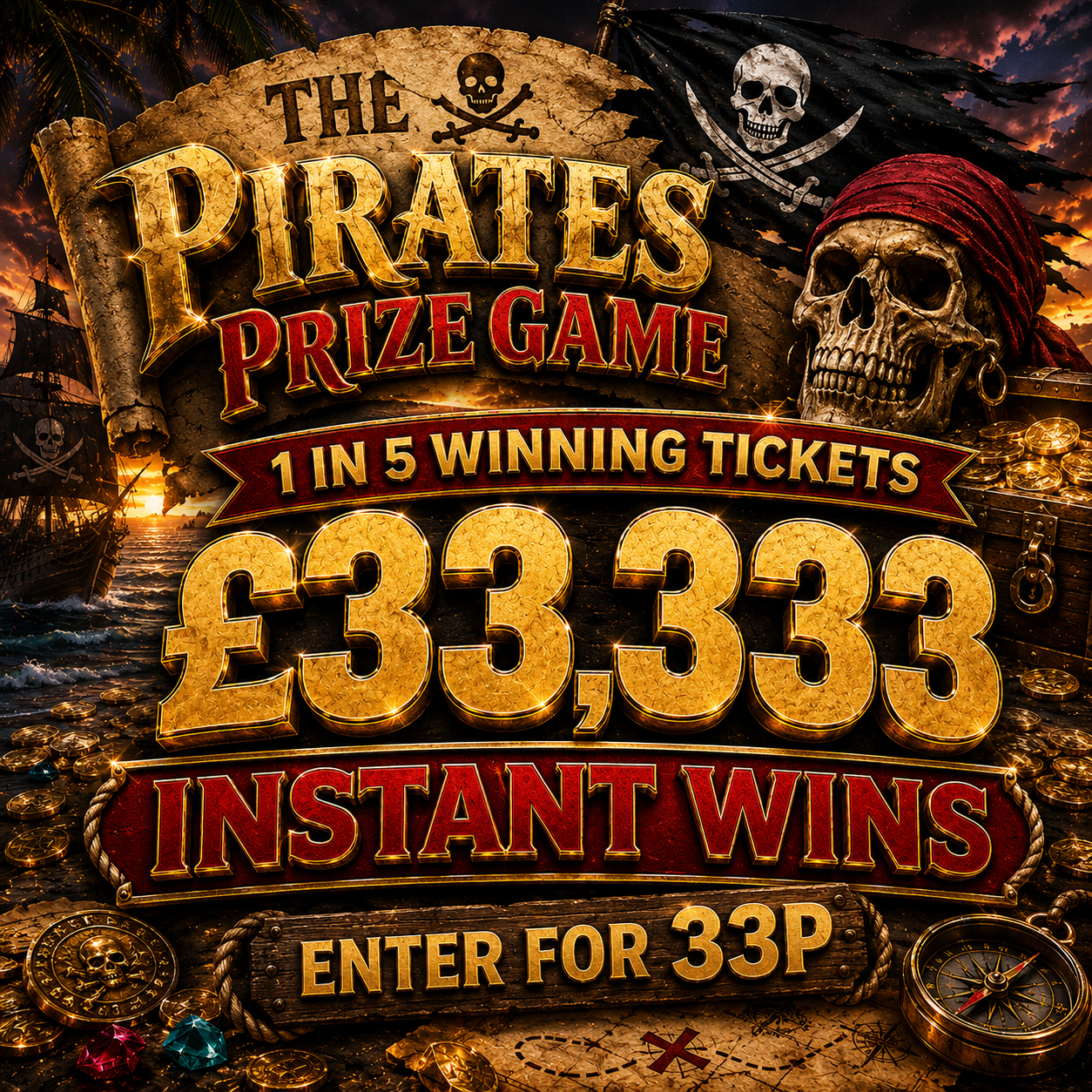 Pirates Prizes! - £33,333 of Instant Win Prizes!!