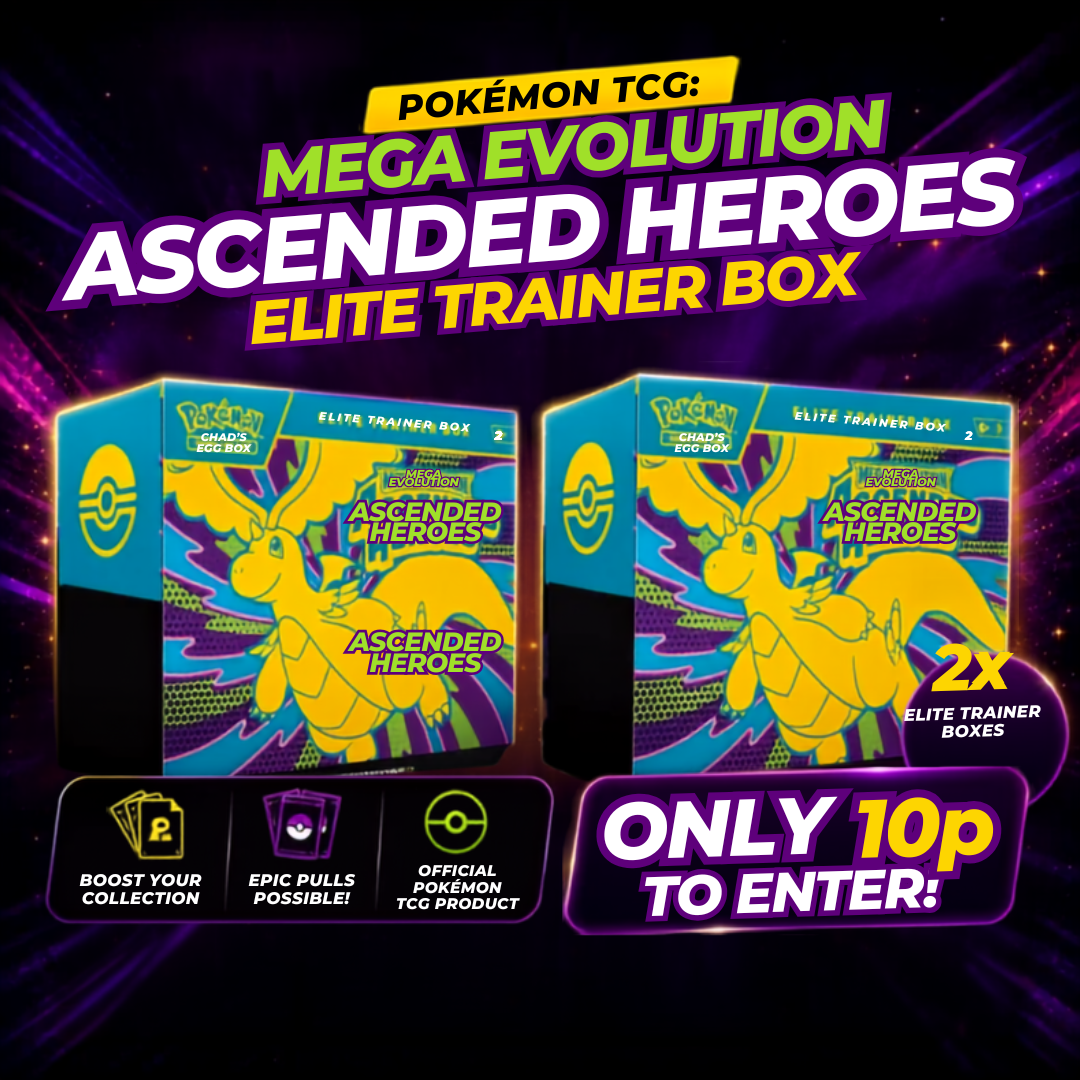 🏆 Win 2x Pokémon TCG: Mega Evolution Ascended Heroes Elite Trainer Boxes – Just 10p To Enter!