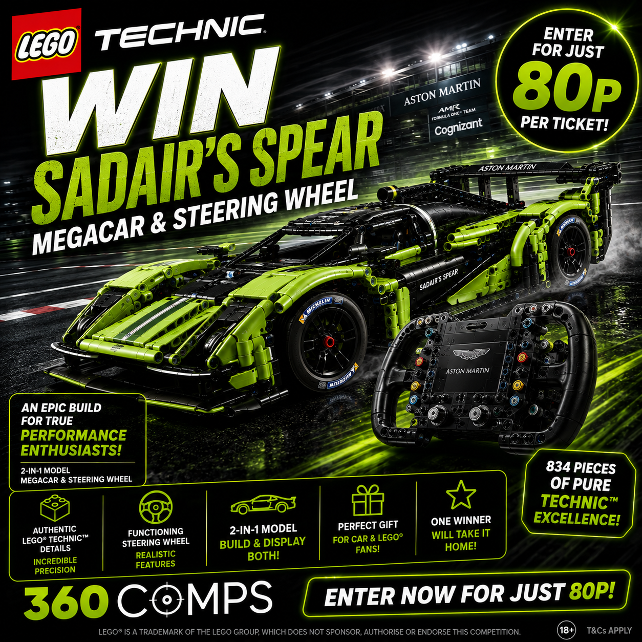 🏎️ LEGO® Technic Koenigsegg Sadair's Spear Megacar + Steering Wheel