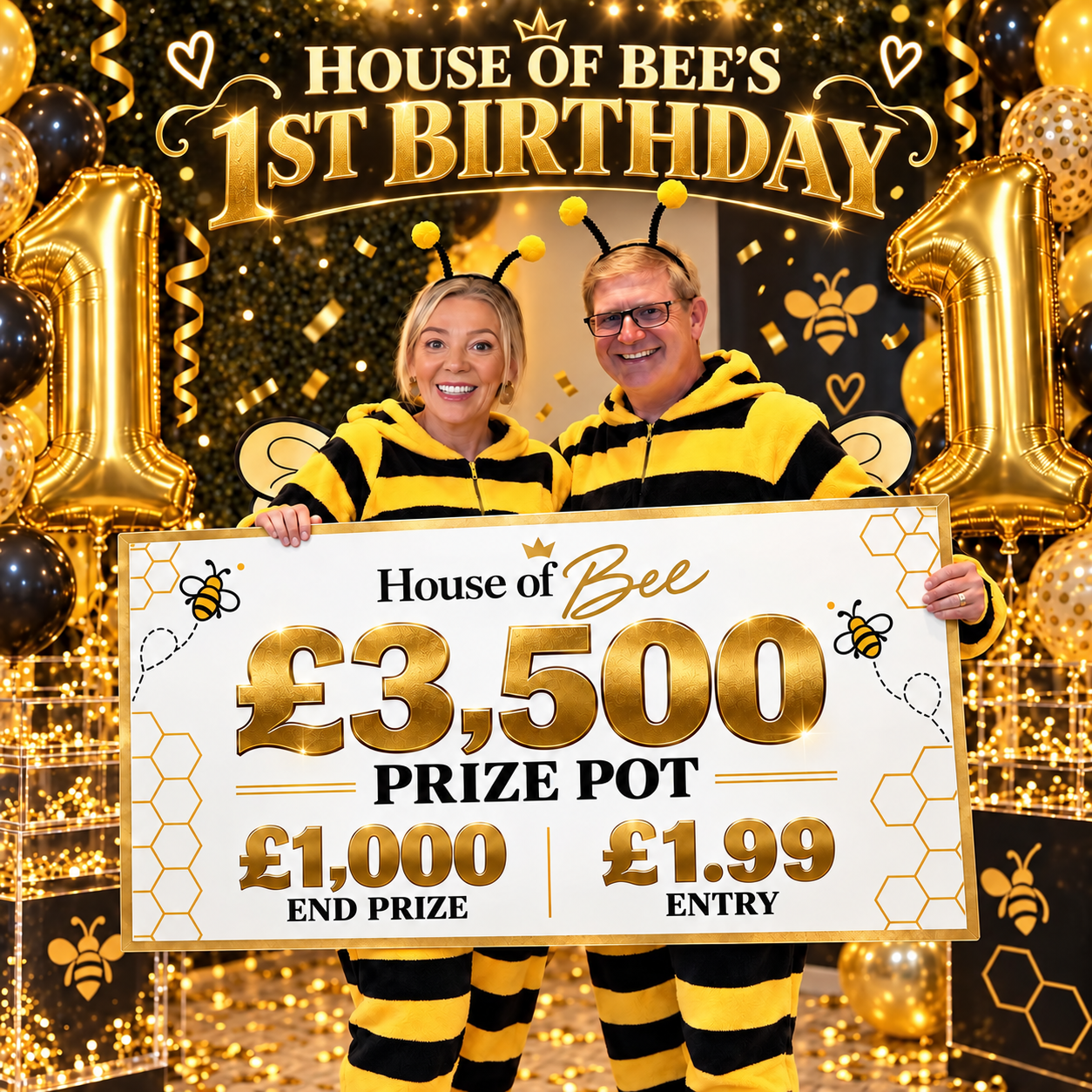 Happy 1st Birthday Draw -£1000 End Prize (£2500 Instant Wins)