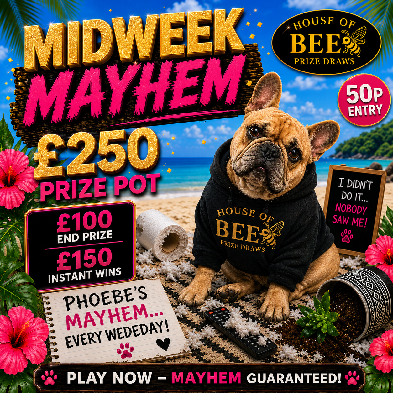 Phoebe's Midweek Mayhem - £250 Prize Pot -£100 End Prize