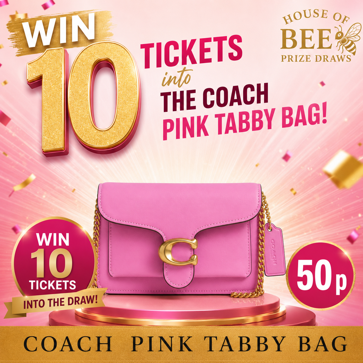 Win 10 Tickets into the Coach Pink Tabby Bag
