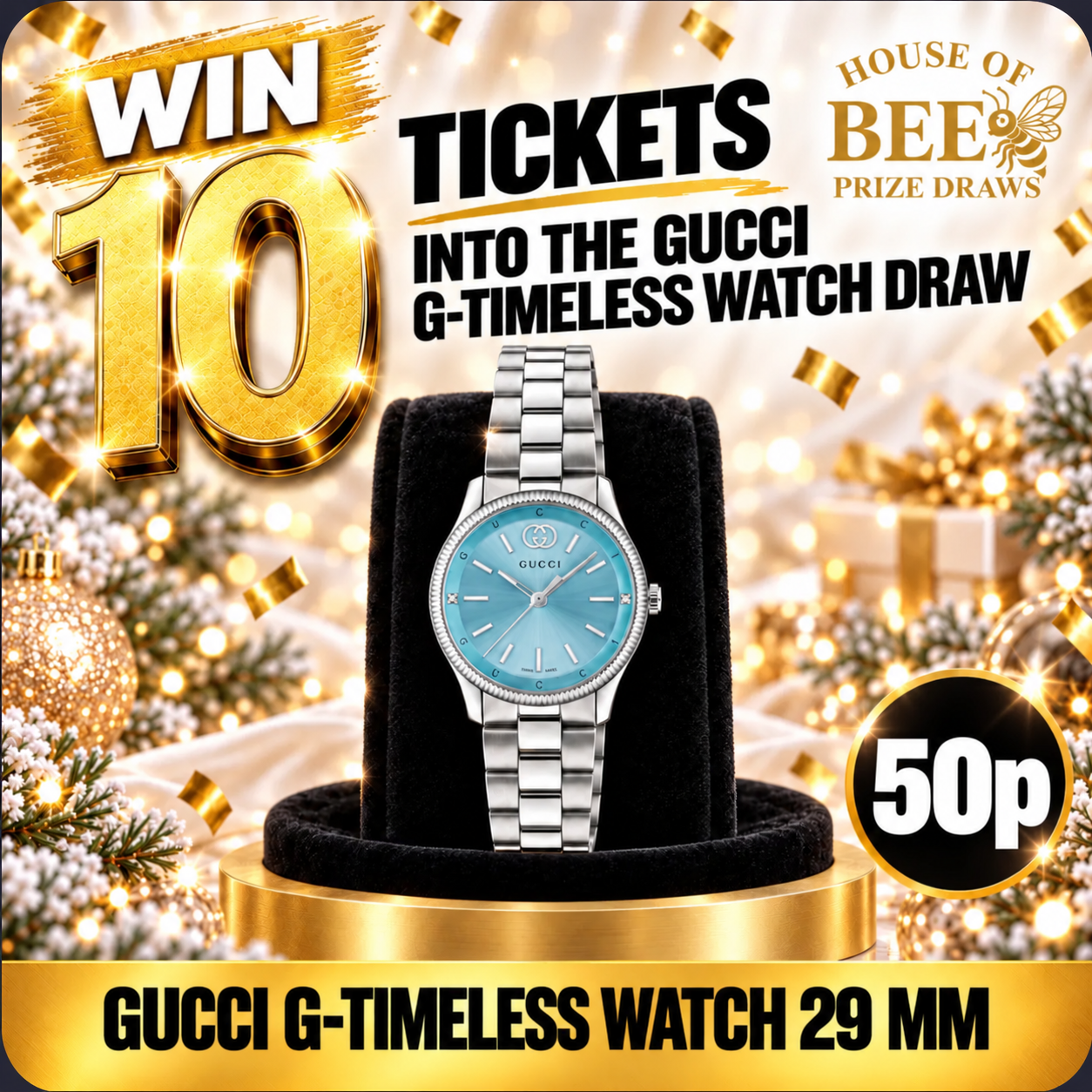 Win 10 Tickets into our Gucci Timeless Watch