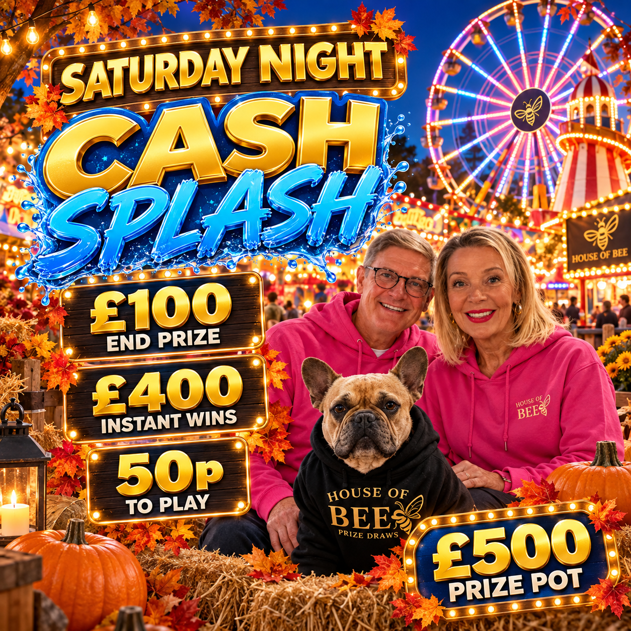 Saturday Night Cash Splash- £500 Prize Pot - £100 End Prize