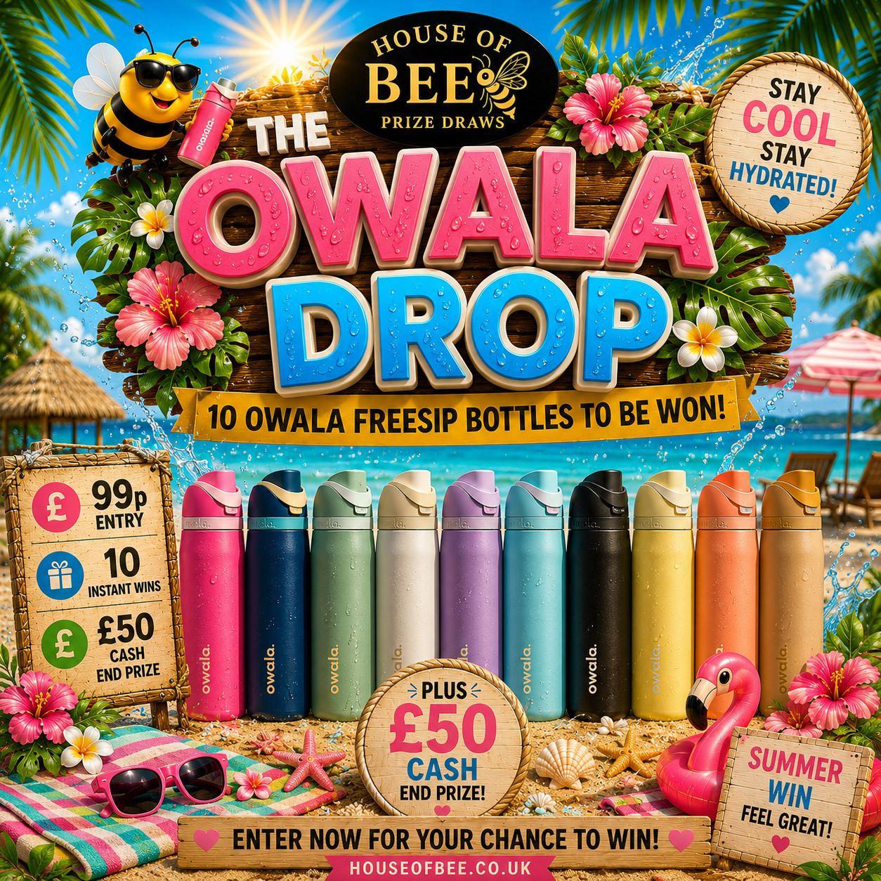 Win 10 Owala Freesip Water Bottles - £50 End Prize