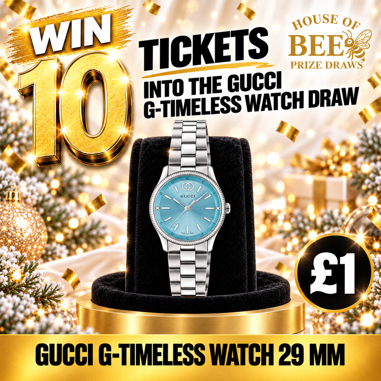 Win 10 Tickets into our Gucci Timeless Watch