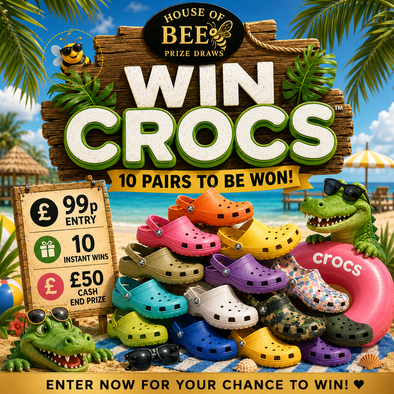 Win 10 Pairs Crocs - Instant Wins - £50 End Prize #2