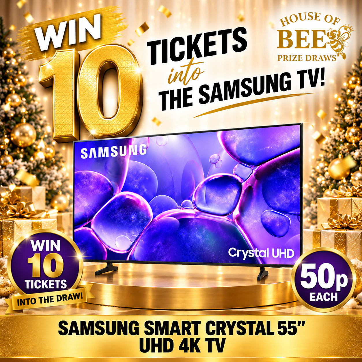 Win 10 Tickets into The Samsung Crystal 55" 4 K TV