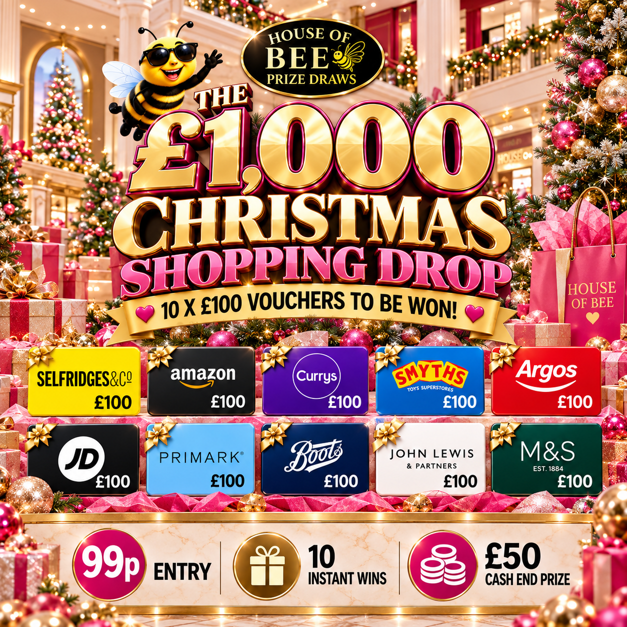 £1000 Christmas Shopping Drop - Win 10 x £100 shopping vouchers