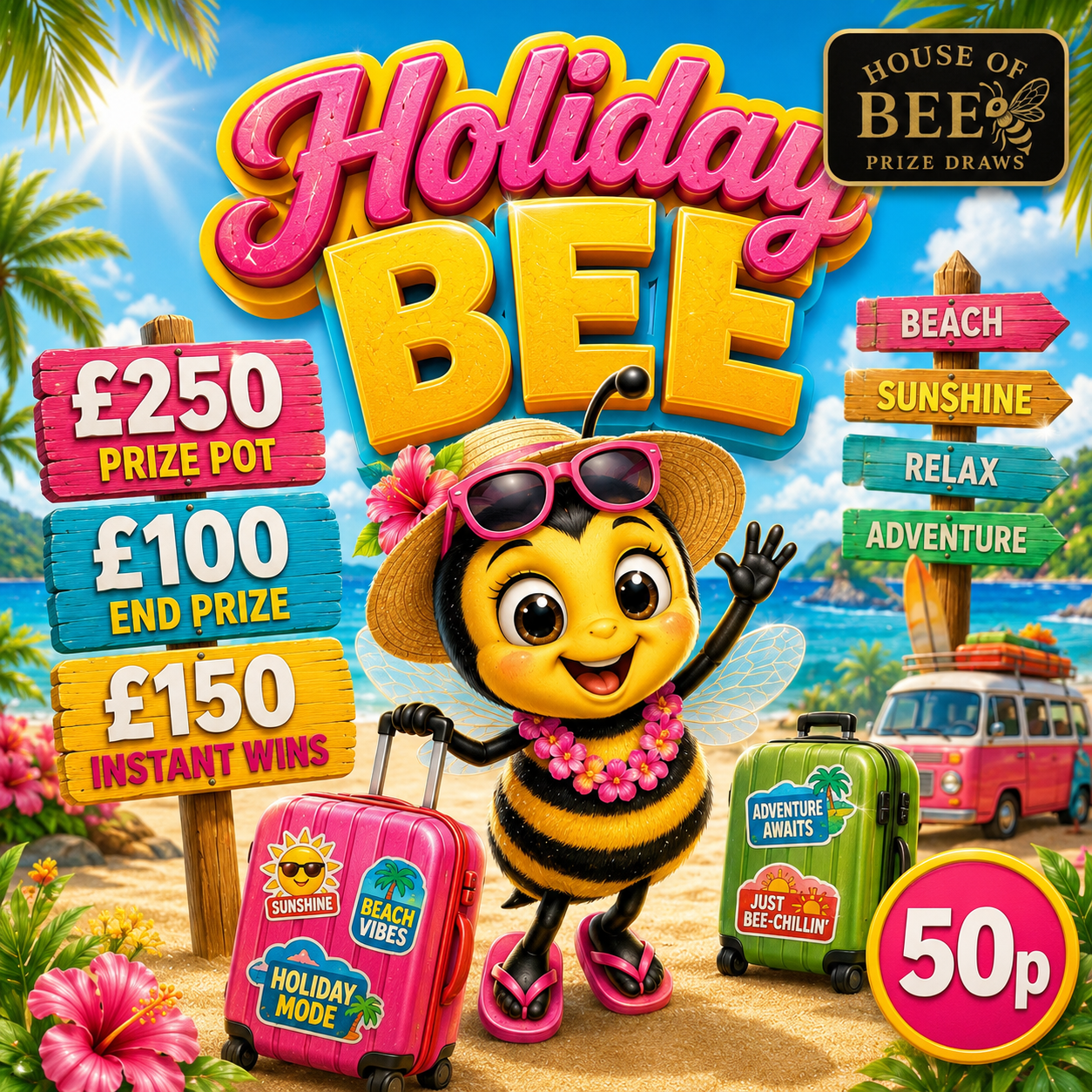 Holiday Bee - £250 Prize Pot    £100 End Prize