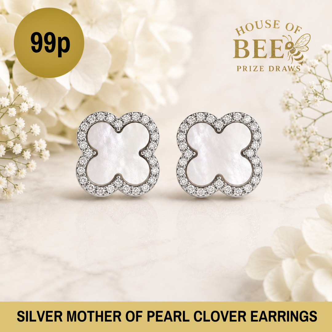 Silver Mother of Pearl Clover Earrings