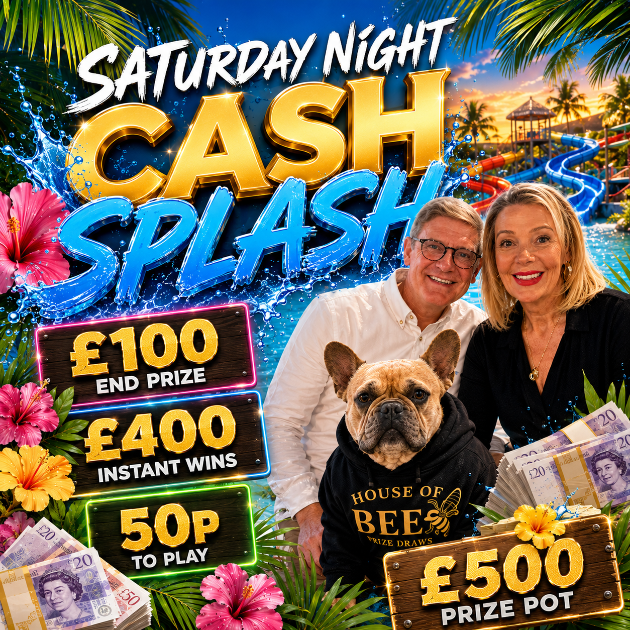Saturday Night Cash Splash- £500 Prize Pot - £100 End Prize