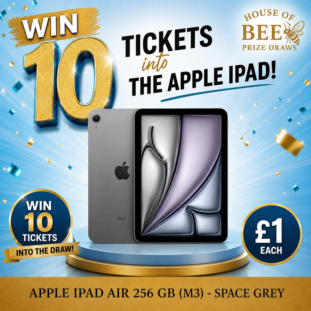 Win 10 Tickets into our Apple IPad Air