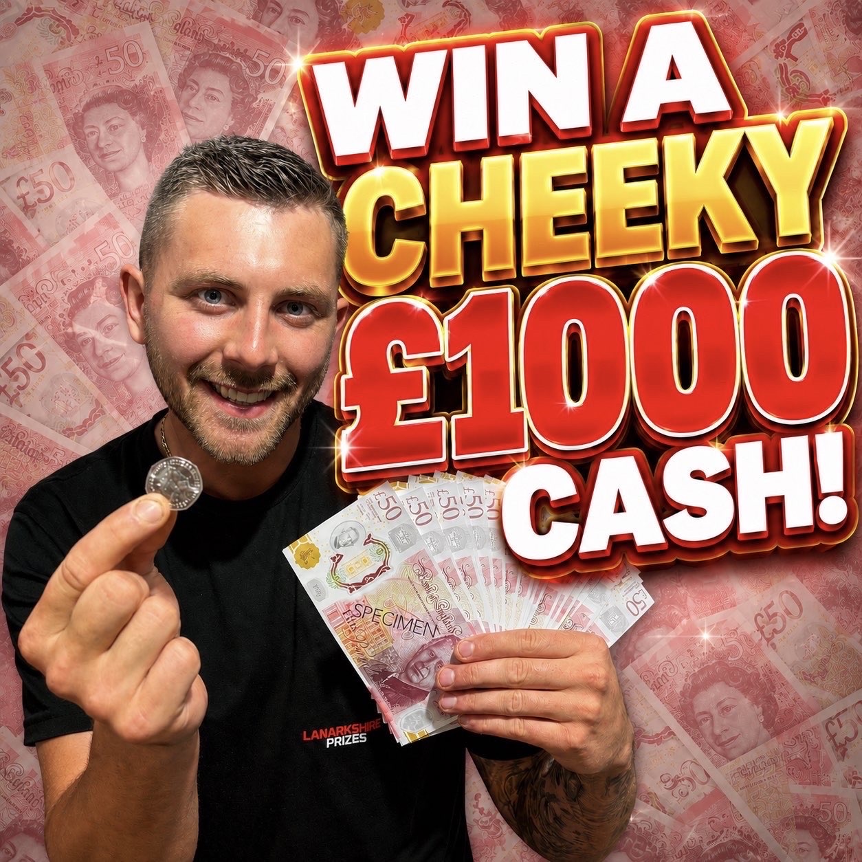 WIN A CHEEKY £1000 CASH! - FOR 50p!