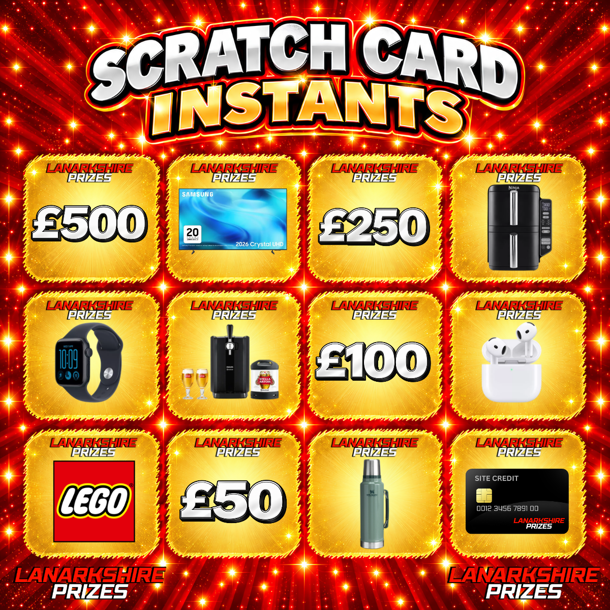 SCRATCH CARD INSTANTS | £3000 INSTANT WINS | £250 CASH END PRIZE