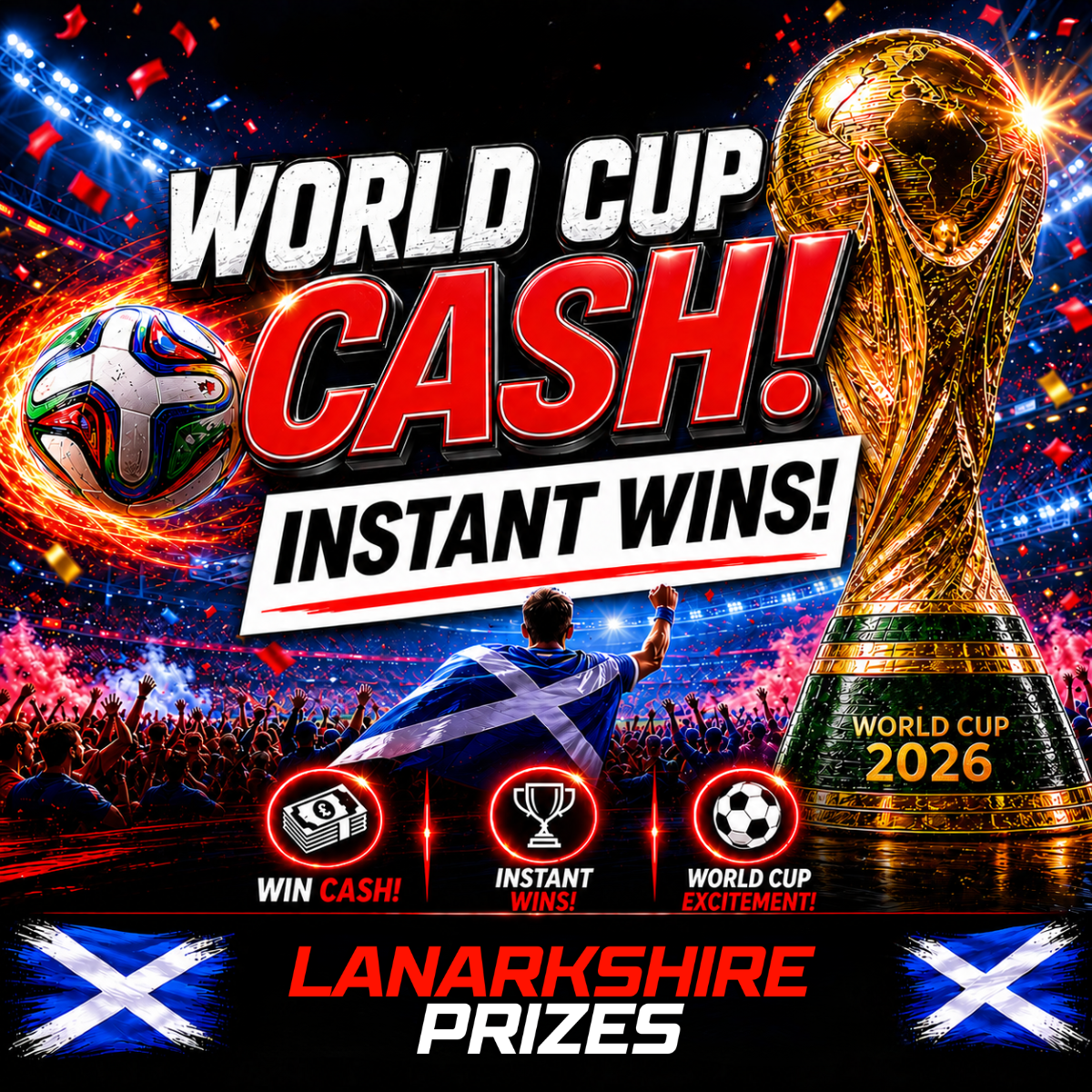 WORLD CUP CASH! £3000 INSTANT WINS! - INC HOME SHIRTS! | £500 CASH END PRIZE!
