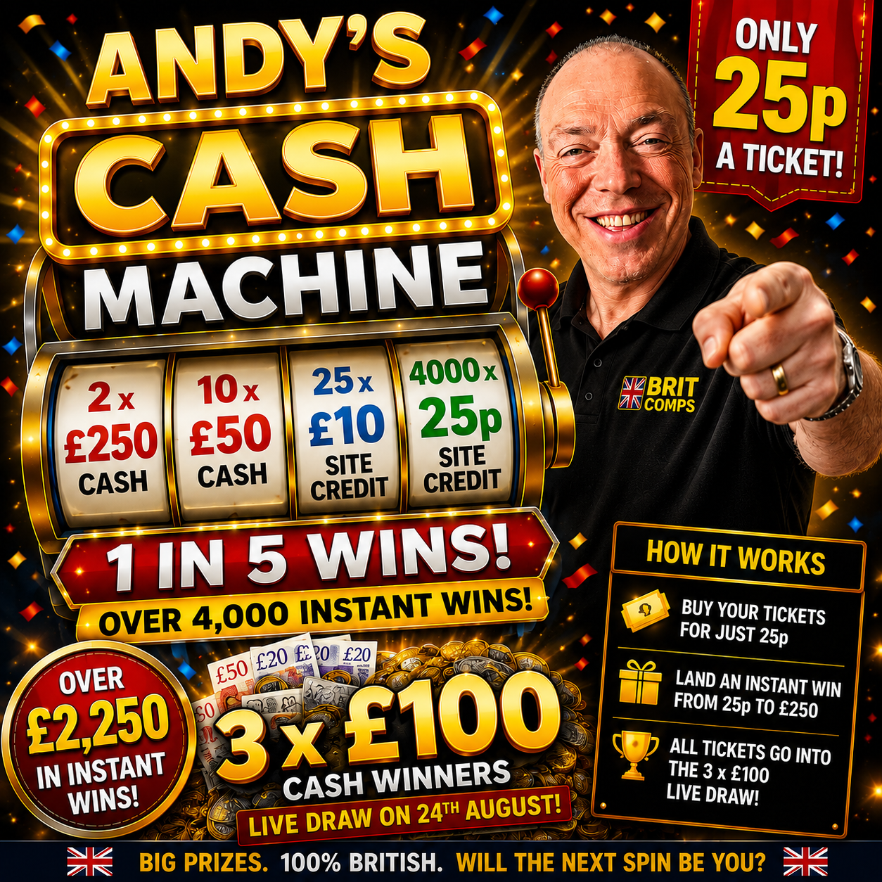 ANDY'S CASH MACHINE – 1 IN 5 WINS!