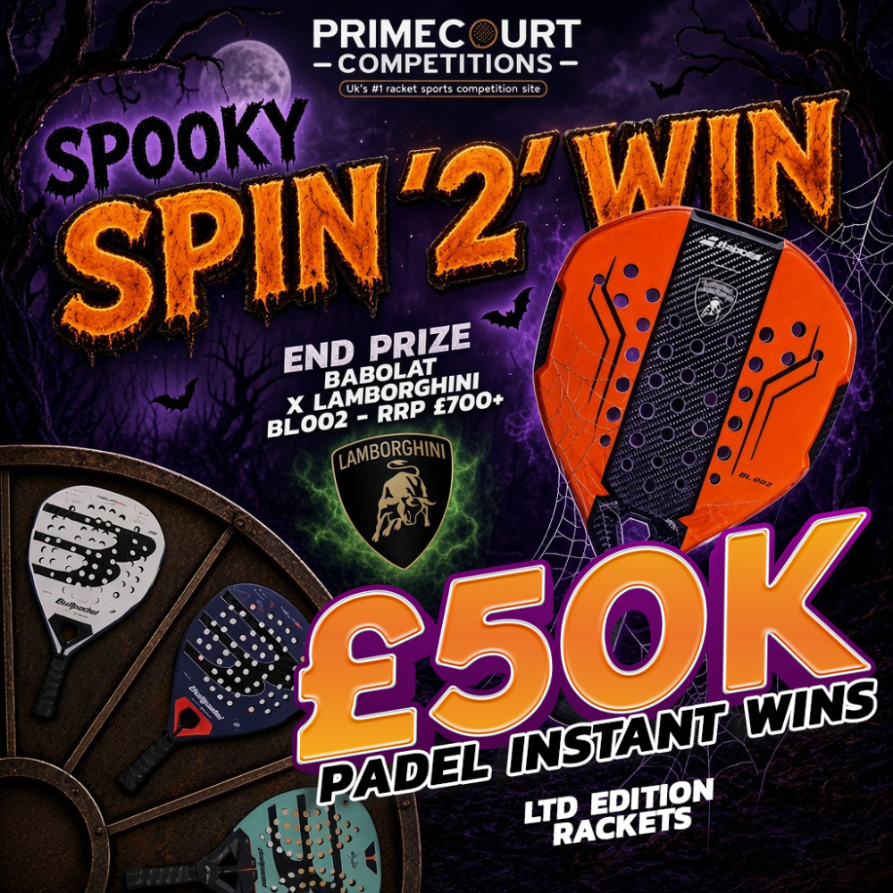 £50,000 Spin 2 Win - Padel instant Win - LTD EDITION PRIZES INSIDE
