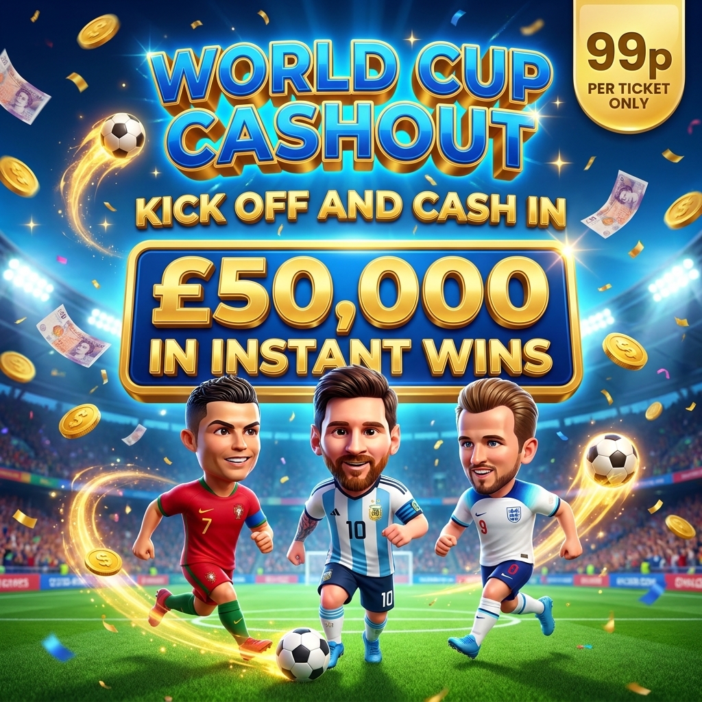 WORLD CUP CASHOUT! £50,000 IN INSTANT WINS + £500 CASH END PRIZE