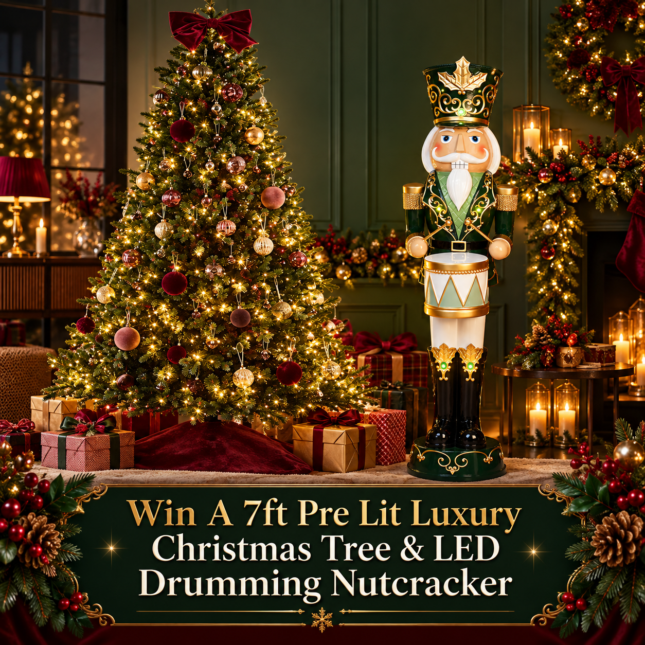 Win a 7ft Luxury Pre Lit Tree & LED Nutcracker